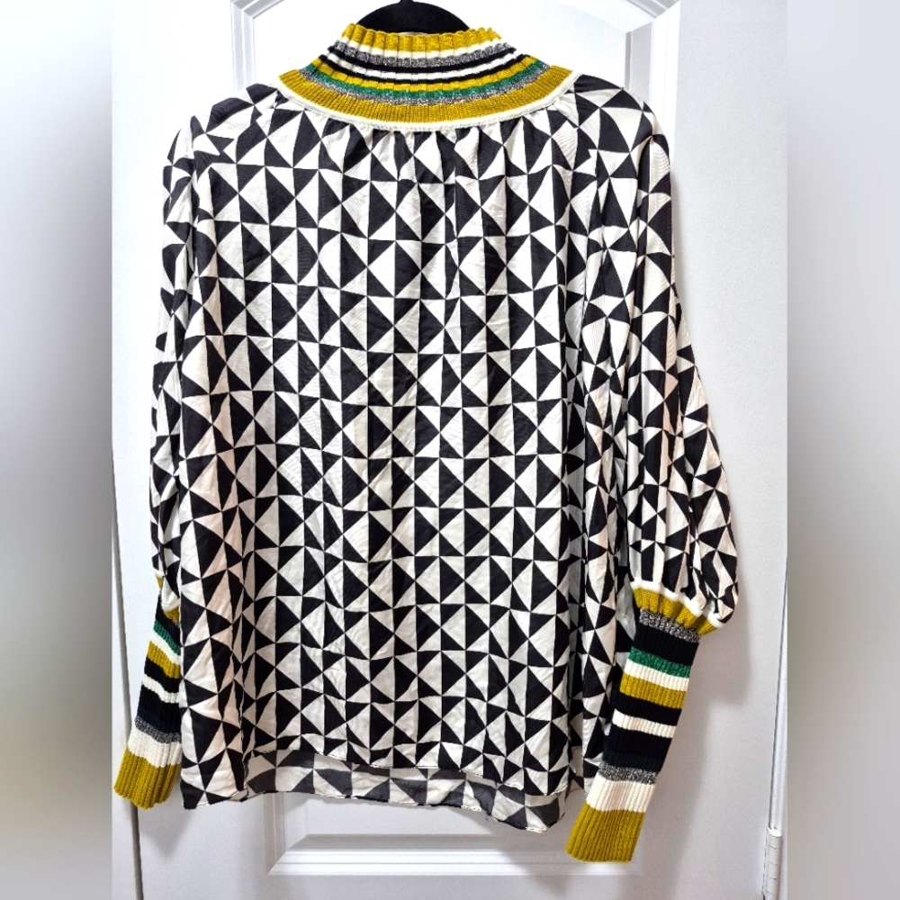 Dice Kayek Geometric Black and White Blouse, Size EU 40
